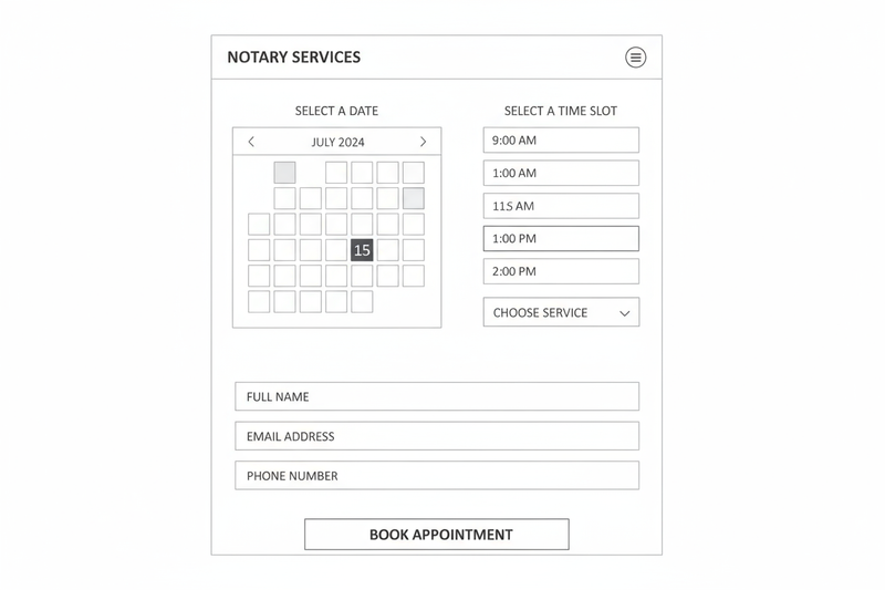 an outline booking page